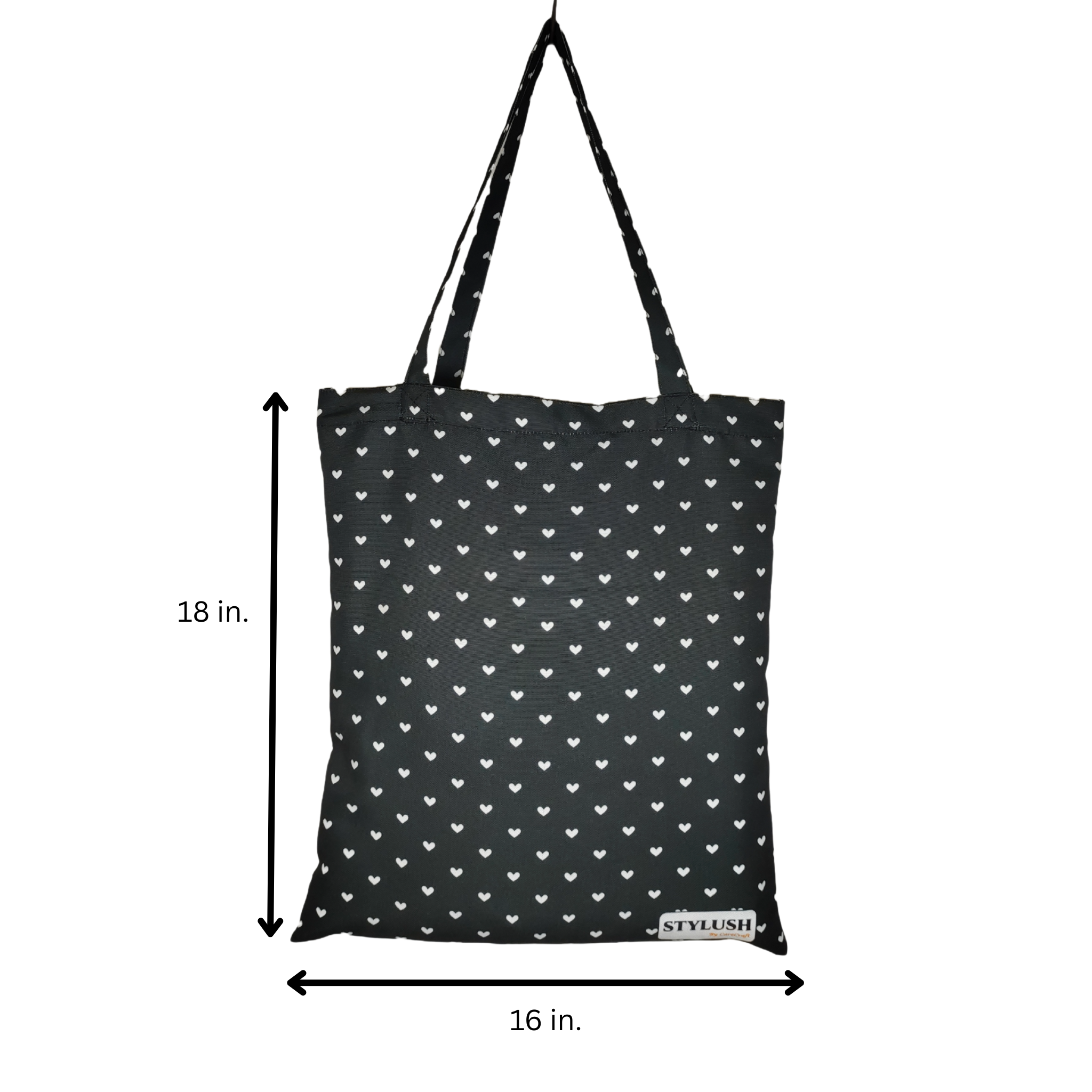 TB009 - White heart black Tote Bag