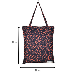 TB070 - MINI Red Flower on black Tote Bag