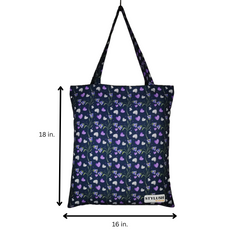 TB095 - Navy with White Flower Tote Bag