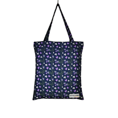 TB095 - Navy with White Flower Tote Bag