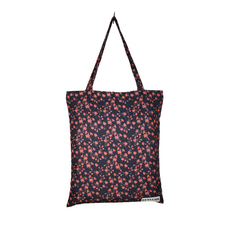 TB070 - MINI Red Flower on black Tote Bag