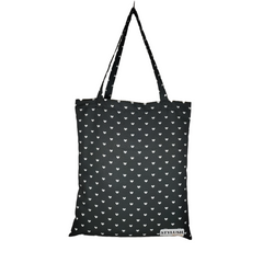 TB009 - White heart black Tote Bag