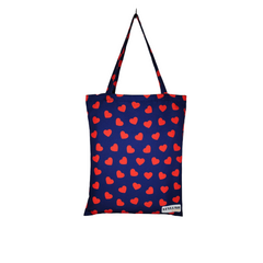 TB015 - Red Hearts Navy Tote Bag